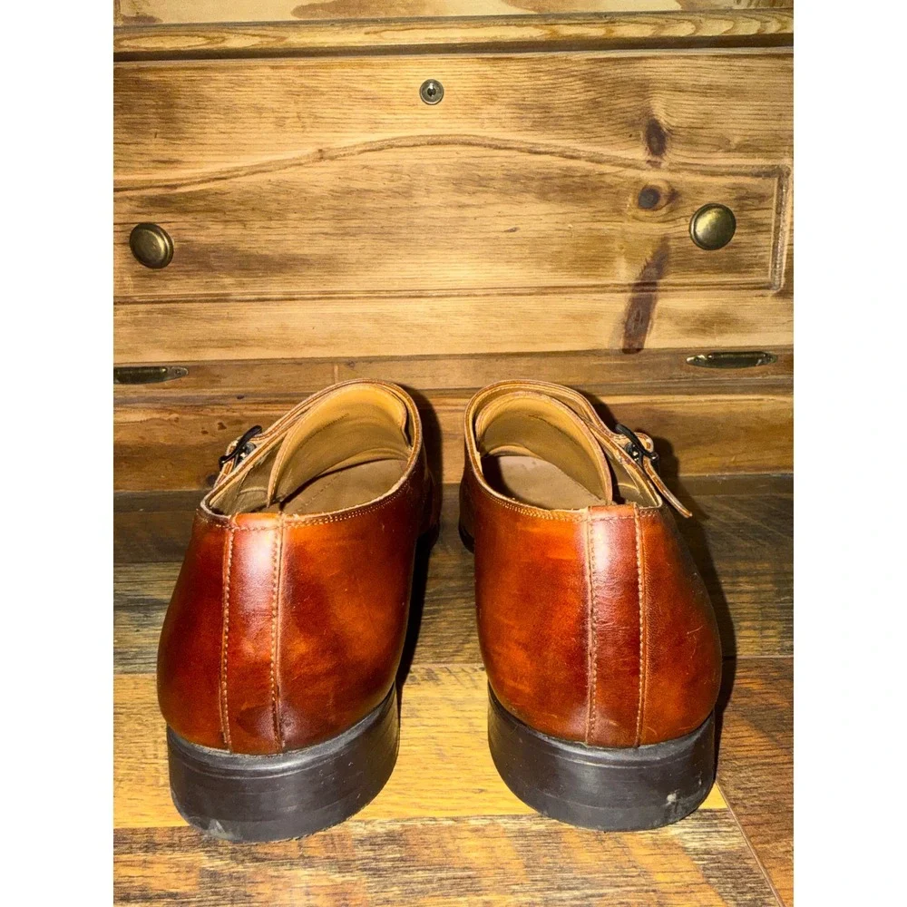 Magnanni Men 10.5 M Brown Leather Double Monk Strap Dress Shoes 19737